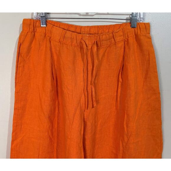Zara Women's Orange Linen Wide Leg Pull on Pants Size Medium - Picture 3 of 7